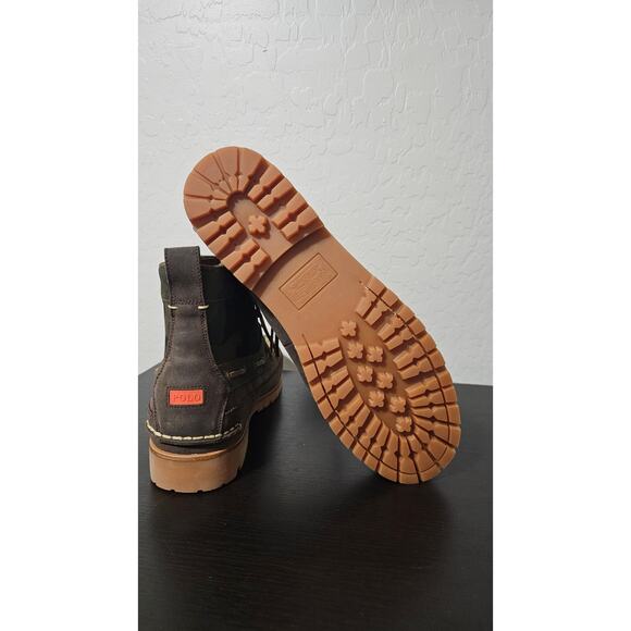 Polo Ralph Lauren Ranger Men size 13 Suede Green Camo Canvas Boots 17953 - Picture 5 of 6